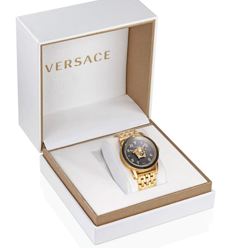 Versace Gold Diamond 43mm Roman Numeral Watch